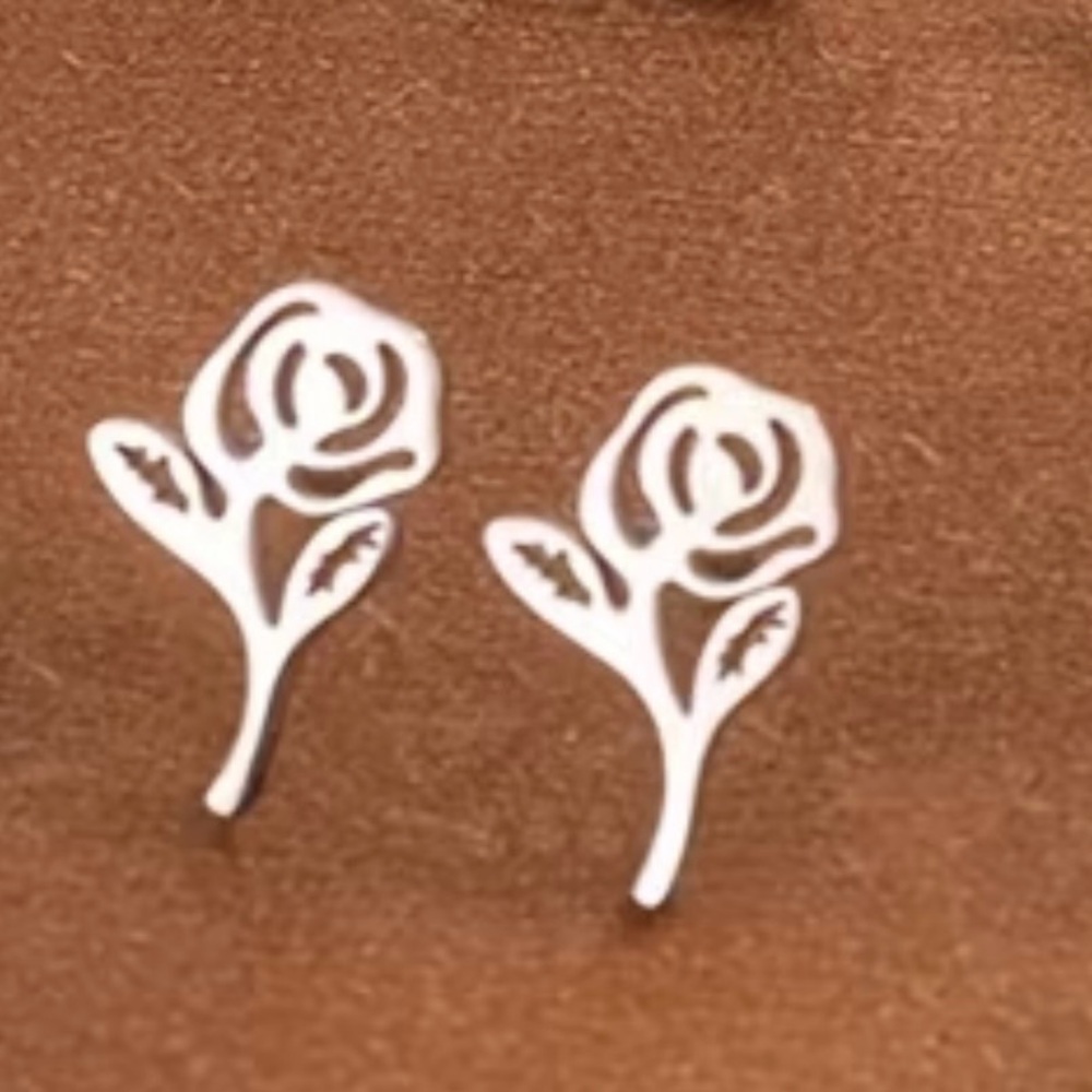 Stainless Steel Rose Stud Earrings